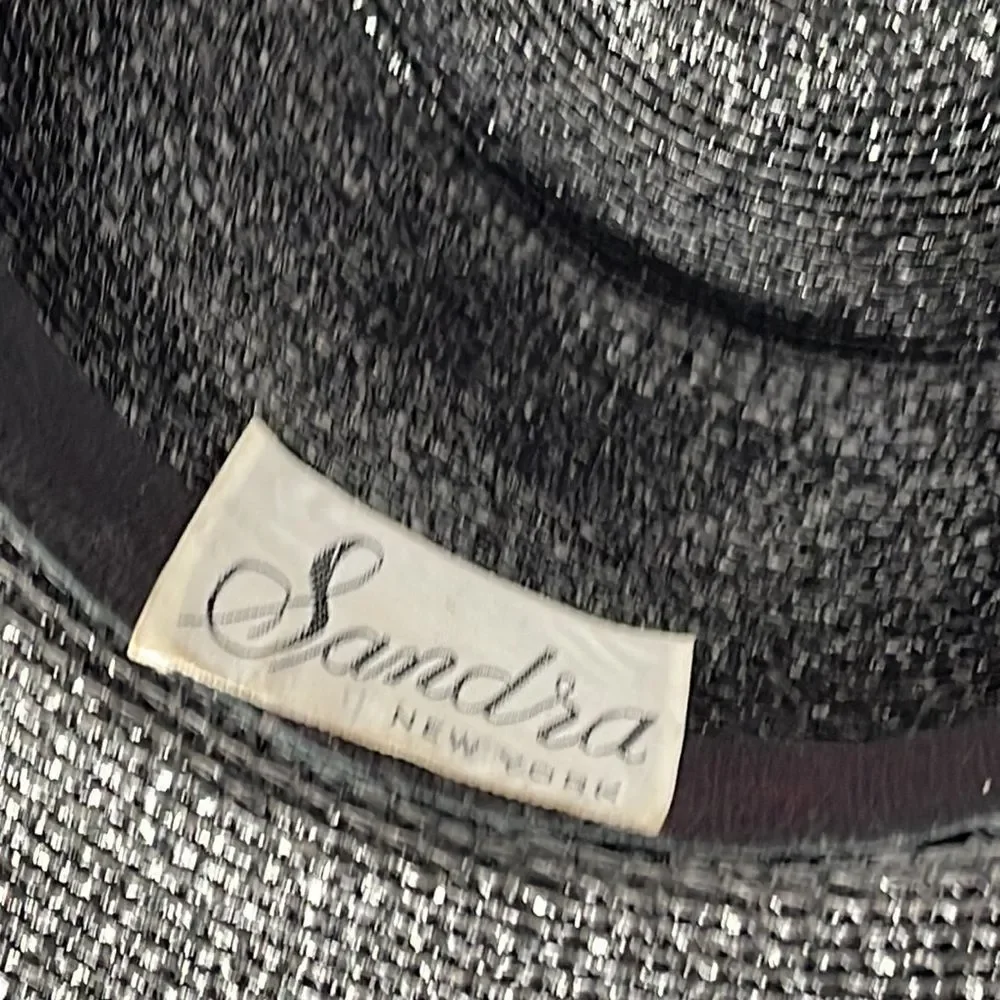 Vintage 60s Black Straw Hat with Feather Plume - Picture 14 of 15